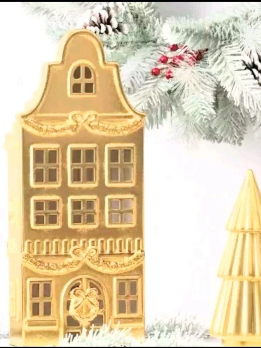 Gold Glittered House Christmas Village Building - Wondershop